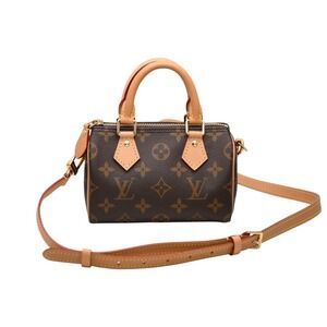 LOUIS VUITTON Speedy Handbag Monogram Leather Brown